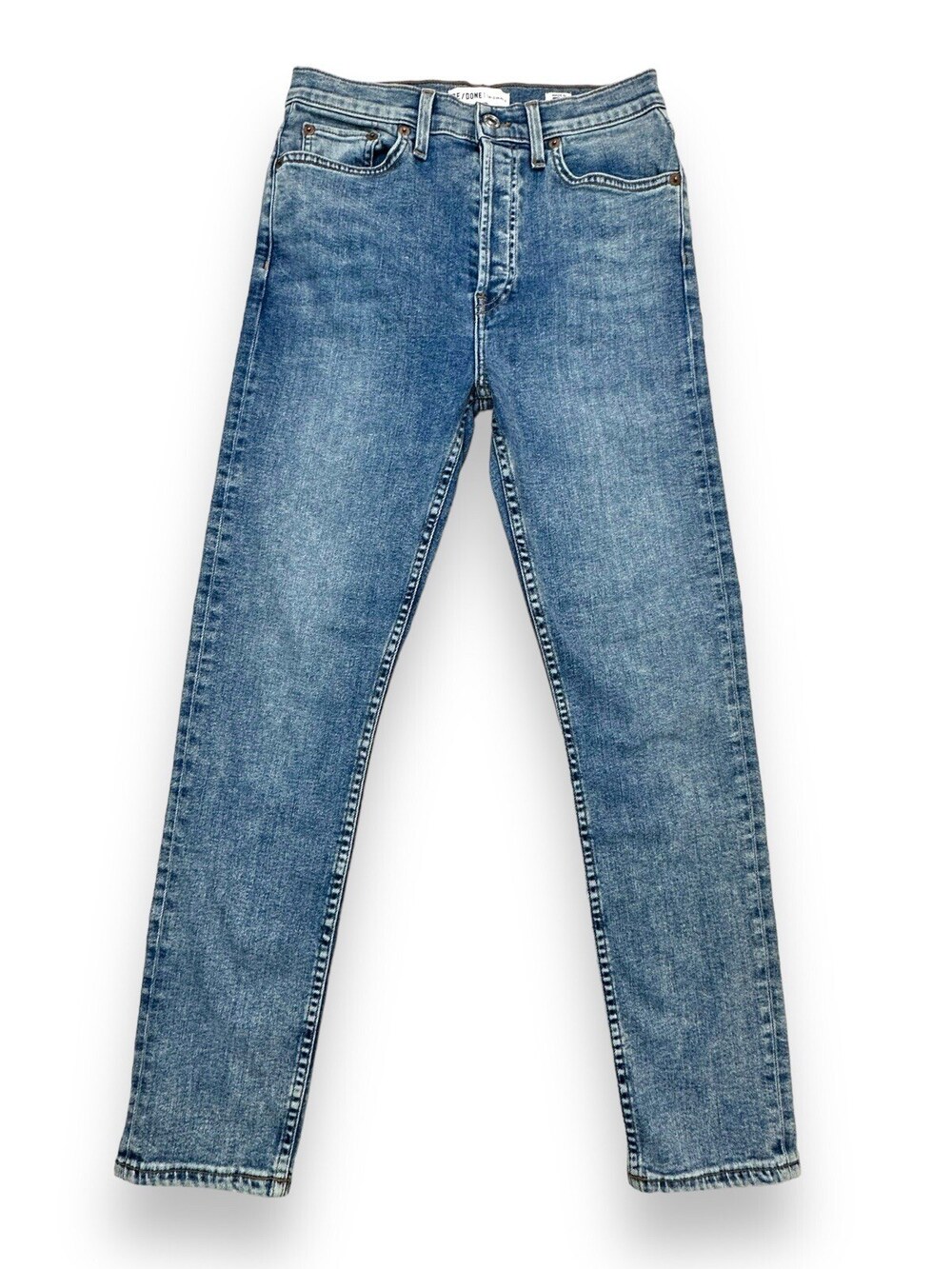 Re/Done 90s High Rise Ankle Crop Jeans Women's 28 Light 27 Blue Wash Denim $265